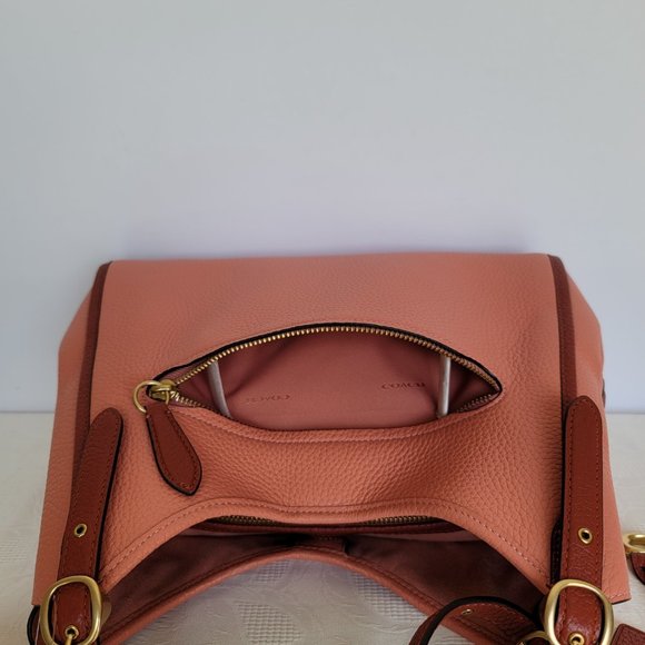 COACH Lori Soft Pebble Leather Colorblock Shoulder Bag- Light Coral Multi🎈⭐ - Picture 7 of 16